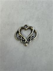 James Avery Retired Sterling Silver Ornate Scroll Open Heart Charm